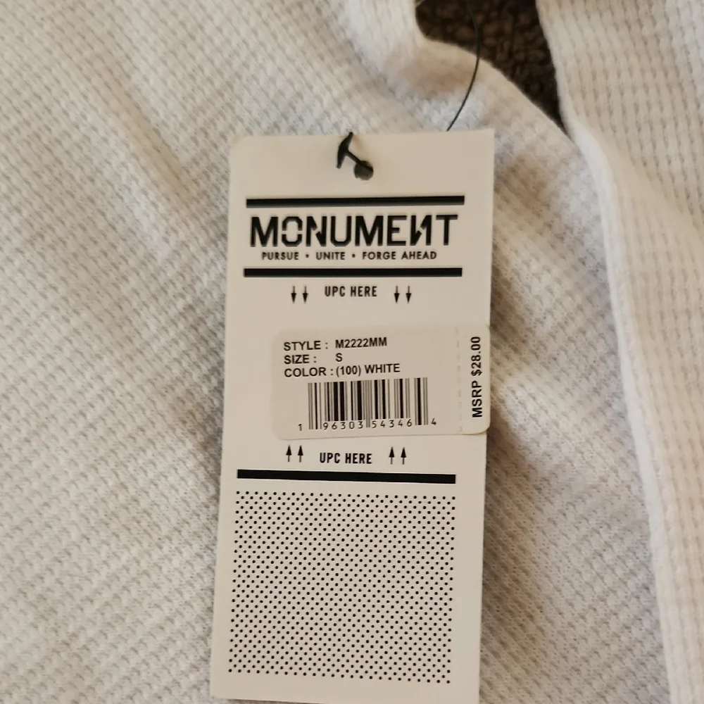 NWT Monument White Waffle Knit Henley Shirt Size Small - Picture 4 of 6